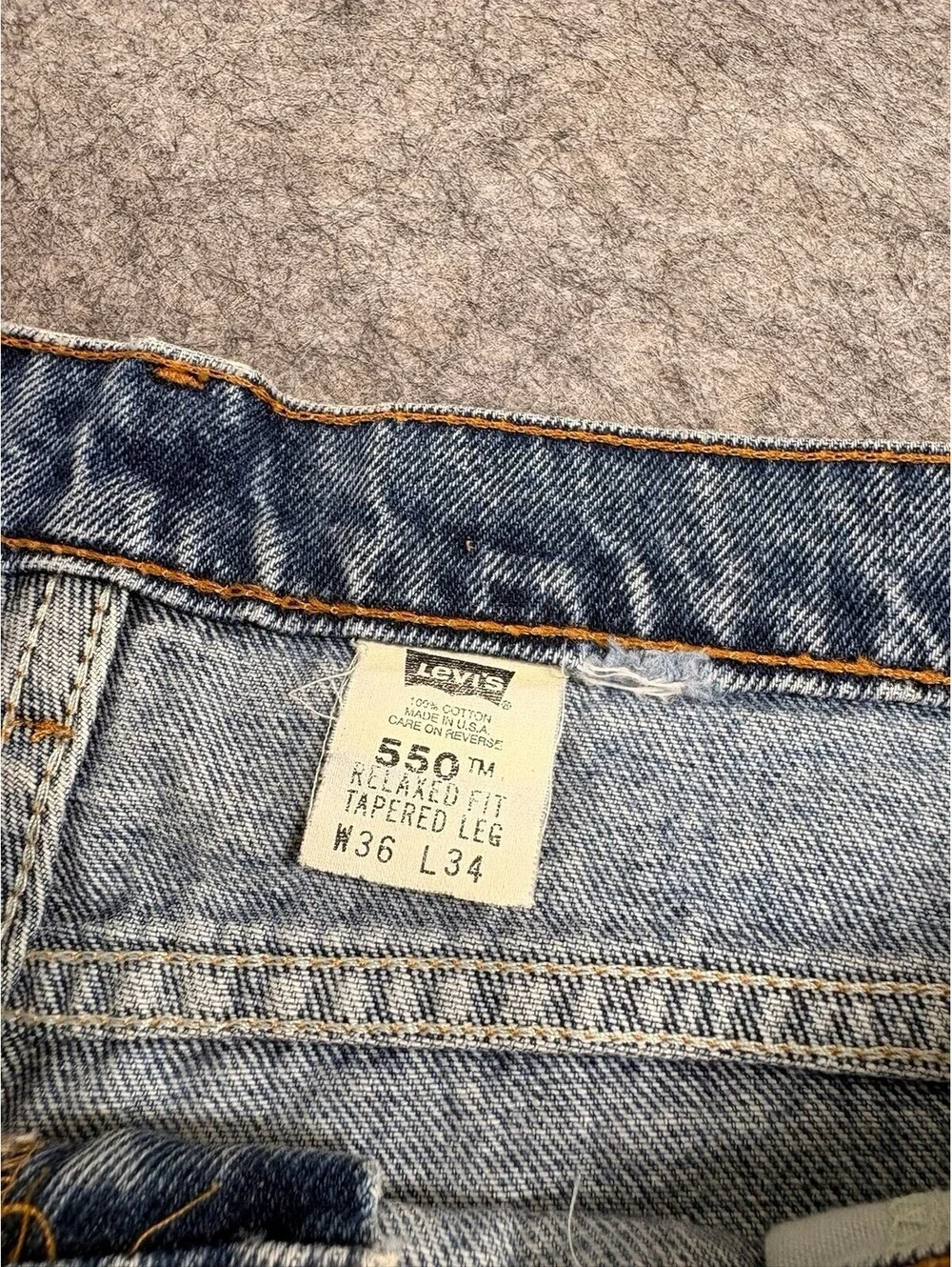 Vintage Levis Orange Tab 550 36x34 Relaxed Taper 90s Blue Denim